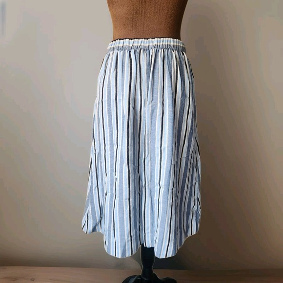 Anthropologie Akemi + Kin Luria Midi Striped Skirt Pockets Retro Size XS Linen - Picture 4 of 8